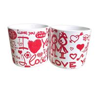 Caspo' Ceramica Con Scritte E Cuori Bianco h 12.5 cm Ø 13.5 cm