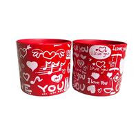 Caspo' Ceramica Con Scritte E Cuori Rosso h 12.5 cm Ø 13.5 cm