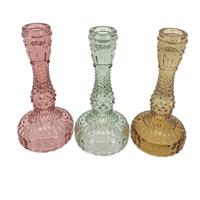 Portacandela Vetro Decorato Multicolor h 17 cm Ø 3 cm