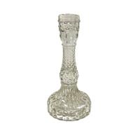 Portacandela Vetro Decorato Trasparente h 17 cm Ø 3 cm