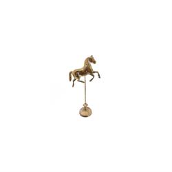 Cavallo Giostra Metallo C/Piedistallo oro h 58 cm l 36x17.5 cm