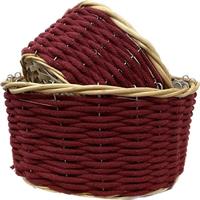 Set 2 Pz Cesto a Ciotola Lana Rosso