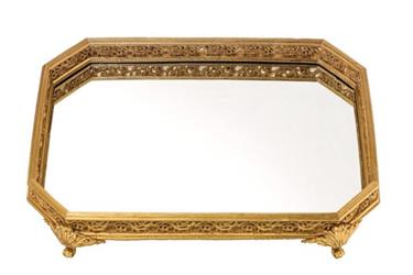 Vassoio Resina Barocco Oro h 6 cm l 49x36.5 cm