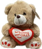 Peluche Orso C/Cuore Scritta Beige h 25 cm