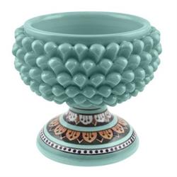 Mezza Pigna Ceramica C/Piede Decorato h 21 cm d 20 cm