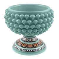Mezza Pigna Ceramica C/Piede Decorato h 21 cm d 20 cm