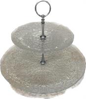 Fruttiera Casablanca Vetro Decorato h 22 cm Ø 21/33 cm