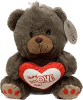 Peluche Orso C/Cuore Scritta Marrone h 25 cm