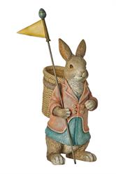 Coniglio C/Cesto Resina Multicolot h 40 cm