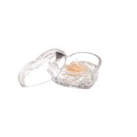 Cuore Vetro C/Candela Frozen Rose Avorio h 4.5 cm Ø 8.5x7.5 cm