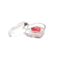 Cuore Vetro C/Candela Frozen Rose Rosso h 4.5 cm Ø 8.5x7.5 cm