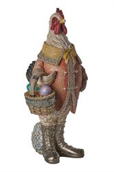 Gallo Resina C/Cesto Multicolor h 33 cm l 17.5x15 cm