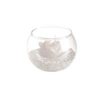 Sfera Vetro C/Candela Frozen Rose Bianco h 6 cm Ø 8 cm