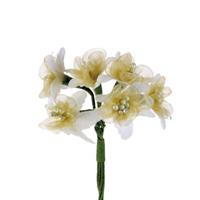 Mazzetto x 6 Fiorellino Organza Ecru Ø 3 cm