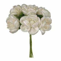 Mazzetto x 6 Fiore Raso Bianco Ø 3.5 cm