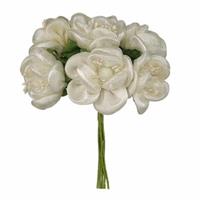 Mazzetto x 6 Fiore Raso Bianco Ø 3.5 cm