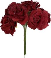 Mazzetto x 6 Rosa Cotone Rosso h 13 cm Ø 4 cm