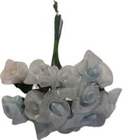 Mazzetto x 12 Rosellina Organza Celeste h 12 cm Ø 1.5 cm