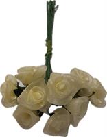 Mazzetto x 12 Rosellina Organza Crema h 12 cm Ø 1.5 cm