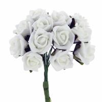 Mazzetto x 6 Rosa Polyfoam Bianco  Ø 2 cm
