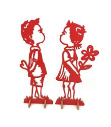 Bambini Legno San Valentino H 40 cm Base l 15 cm