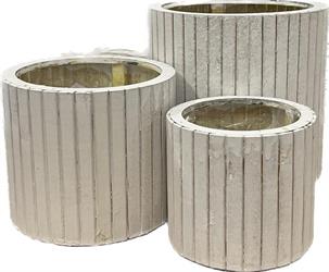 S/3 Cestino Legno Bianco