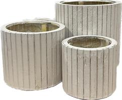 S/3 Cestino Legno Bianco