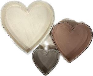 S/3 Piatto Cuore Legno Rosa Ø 12/18/24 cm