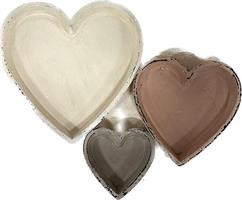 S/3 Piatto Cuore Legno Rosa Ø 12/18/24 cm