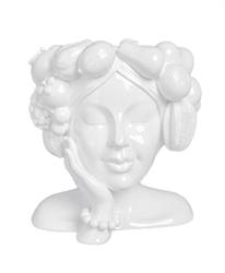 Caspo' Testa Brasiliana C/Frutta Bianco h30 cm l 27x24.5 cm