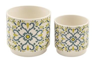 S/2 Vaso Ceramica Maiolica h 10/12 cm Ø 10.3/12.5 cm