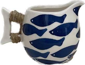 Brocca Ceramica  C/Manico Coda Di Pesce h 10 cm Ø 15/10.5 cm
