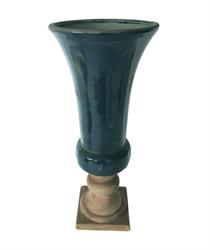 Coppa Ceramica Crackle' Terra/Petrolio h 40 cm d 16 cm