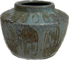 Vasetto Ceramica Bocca Piccola Azzurro Anticato h 11 cm Ø 15 cm