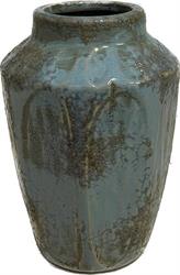 Vasetto Ceramica Bocca Piccola Azzurro Anticato h 17.5 cm Ø 11.5