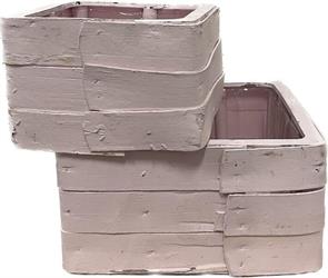 Set 2 Pz Cassetta Quadra Fasce Legno Rosa