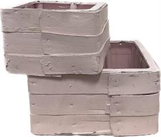 Set 2 Pz Cassetta Quadra Fasce Legno Rosa