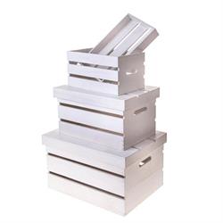 S/3 Scatola Legno C/Coperchio
