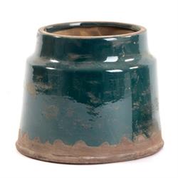 Vaso Ceramica Base Grezza Verde Petrolio h 16.5 cm Ø 20 cm