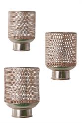 S/3 Lanterna Metallo Oro h 28 cm