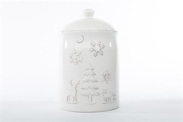 Barattolo Ceramica Natale Bianco h 18 cm Ø 10.5 cm