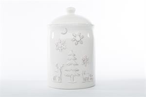 Barattolo Ceramica Natale Bianco h 18 cm Ø 10.5 cm