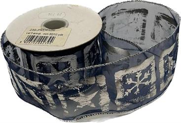 Nastro Organza Premium Blu ST Argento h 6 cm l 10 yard