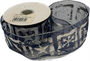 Nastro Organza Premium Blu ST Argento h 6 cm l 10 yard