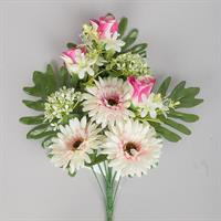Mazzo Frontale x 8 Gerbera/Bocciolo Rosa h 43 cm
