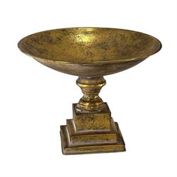 Alzata C/Piedistallo Metallo Oro Antico h 20 cm Ø 27.5 cm