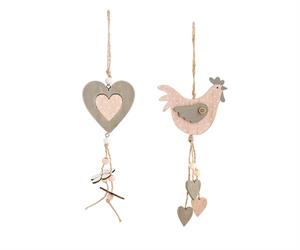 Pendaglio Cuore/Gallina Legno Assortito
