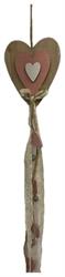 Pendaglio Cuore Legno C/Nastri h 60 cm