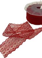 Nastro Pizzo Nylon Rosso h 4.2 cm l 25 mt