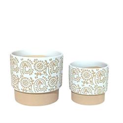 S/2 Caspo' Ceramica Bianco C/Base Fantasia Fiorita